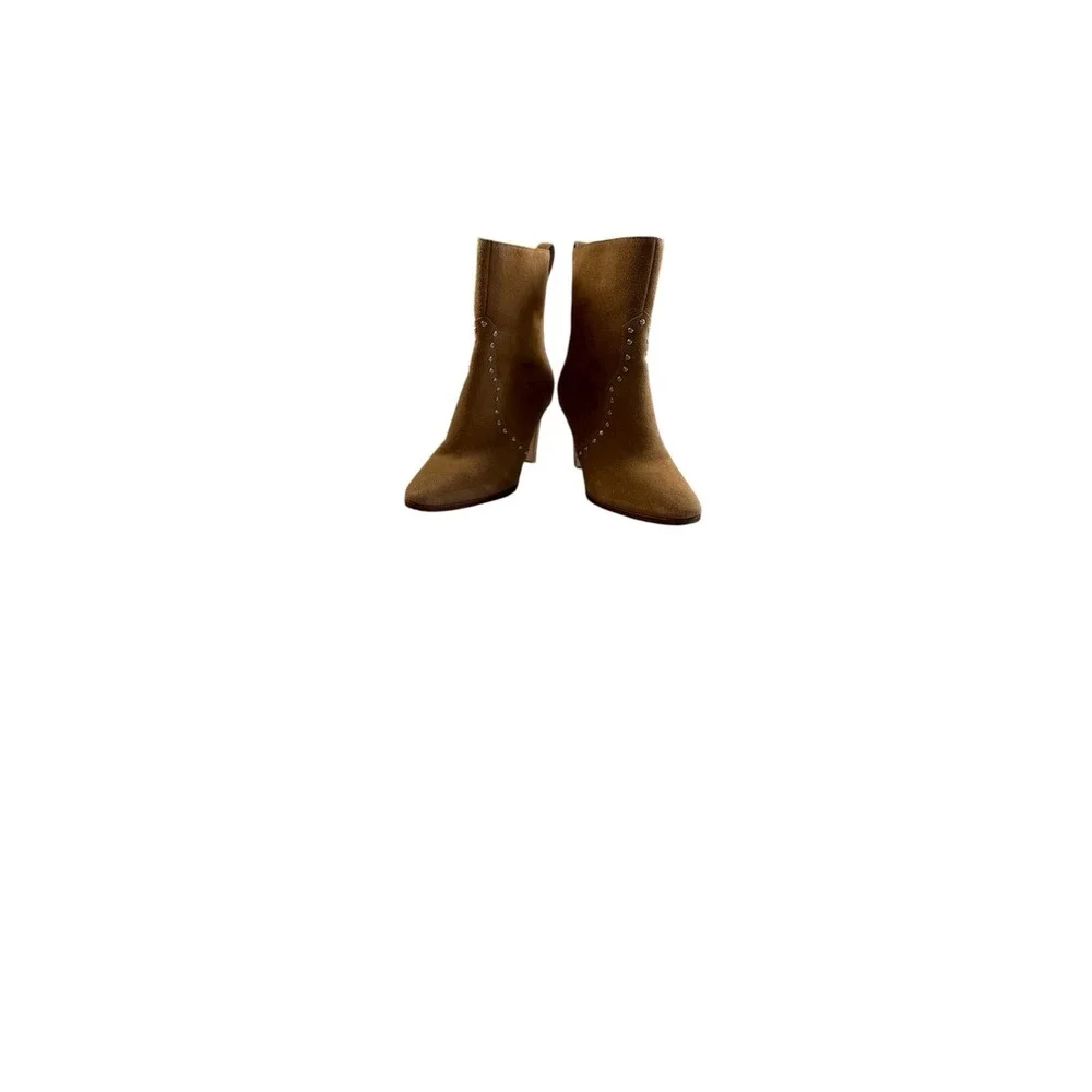 Paige Tan Suede‎ Studded Ankle Boots Women's Size 7.5 Side Zip